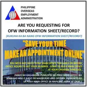 info sheet poea|How to Request for Your OFW Information Sheet from .